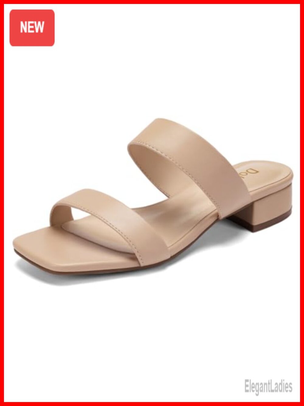 DOBOLIN Women's Dressy Sandals Low 1.4-Inch Block Heel Wide Feet Friendly Faux